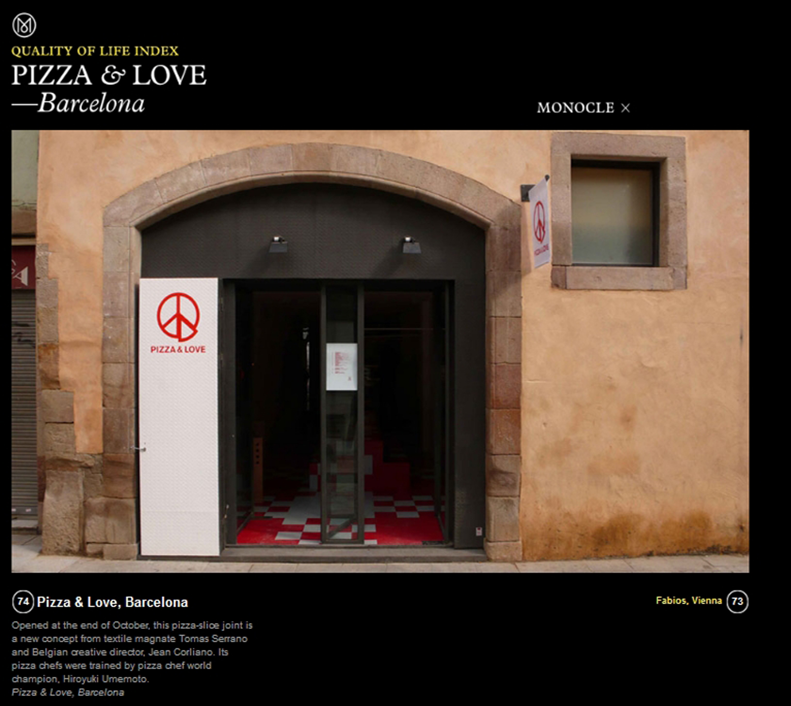 Monocle Pizza & Love, Barcelona